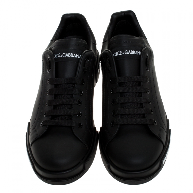 Pre Owned Dolce & Gabbana Black Leather Low Top Sneakers Size 43