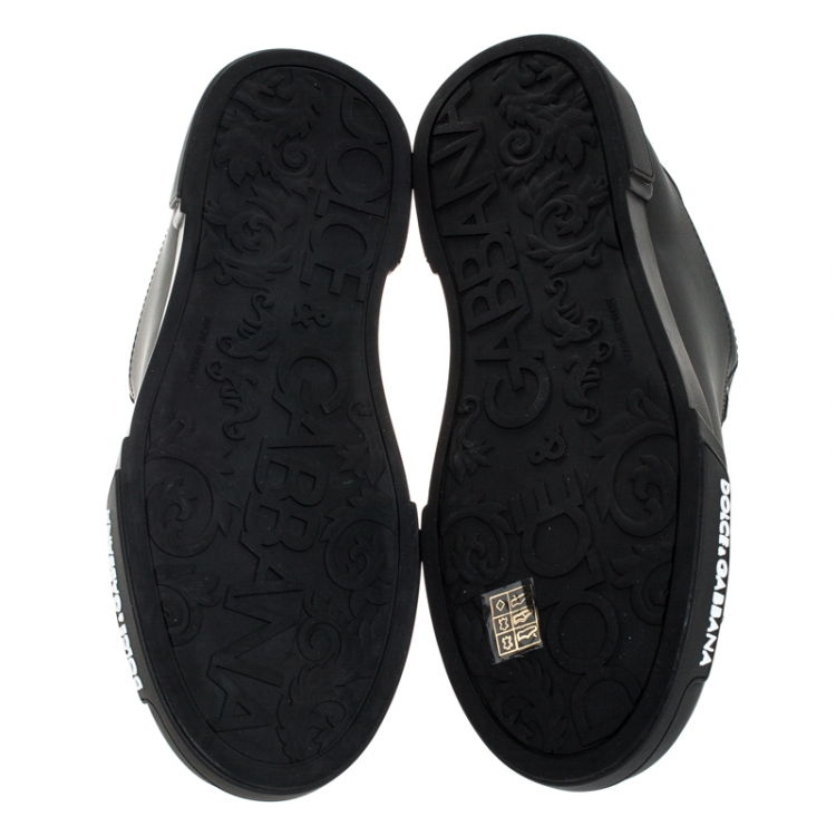 Pre Owned Dolce and Gabbana Black Leather Low Top Sneakers Size 41