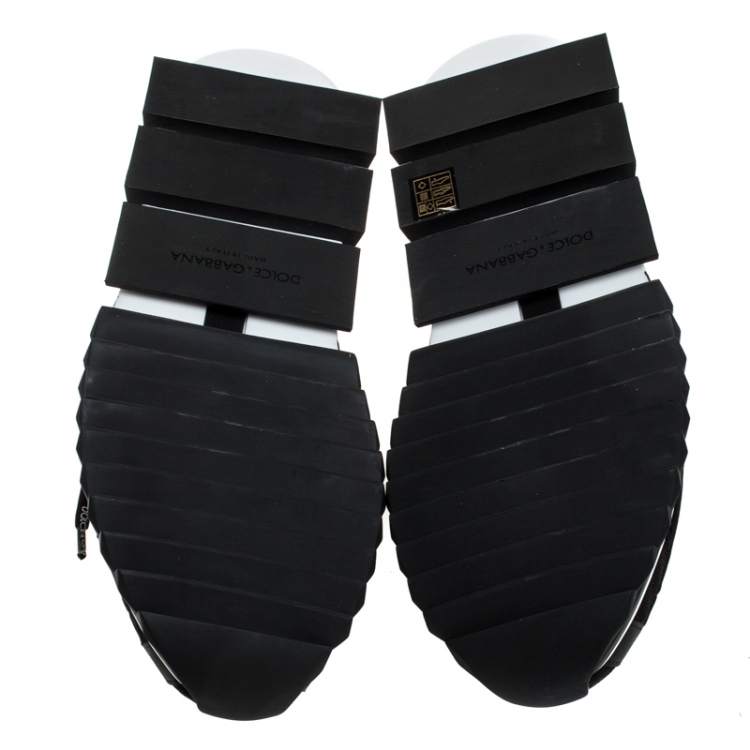 مملوكة مسبقًا Dolce and Gabbana Black Leather and Mesh Sorrento Trekking Sneakers Size 45