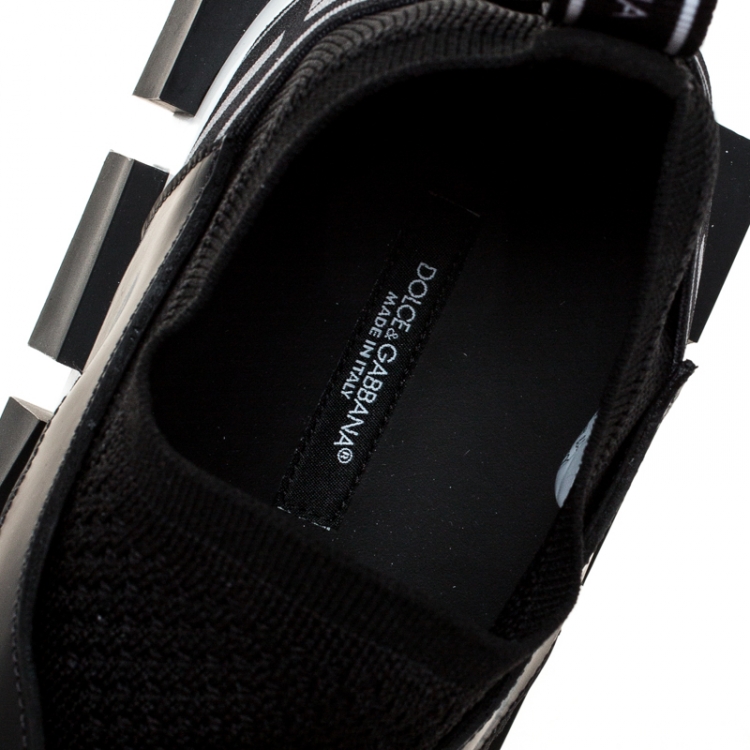 مملوكة مسبقًا Dolce and Gabbana Black Leather and Mesh Sorrento Trekking Sneakers Size 45
