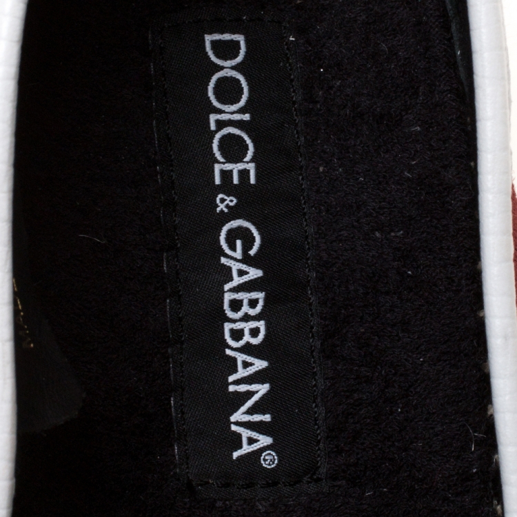 Pre Owned Dolce & Gabbana Maroon Canvas Logo Motif Slip On Espadrilles Size 41