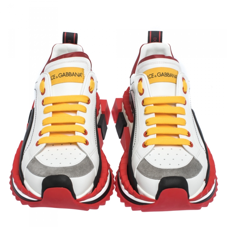 مملوكة مسبقًا Dolce & Gabbana Multicolor Leather And Rubber Super King Lace Up Sneakers Size 41