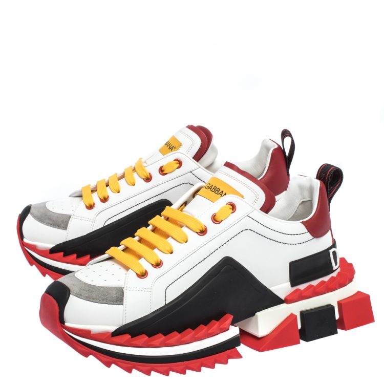 مملوكة مسبقًا Dolce & Gabbana Multicolor Leather And Rubber Super King Lace Up Sneakers Size 41