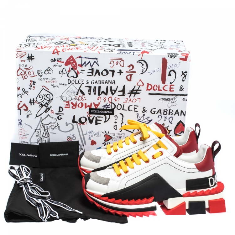 مملوكة مسبقًا Dolce & Gabbana Multicolor Leather And Rubber Super King Lace Up Sneakers Size 41