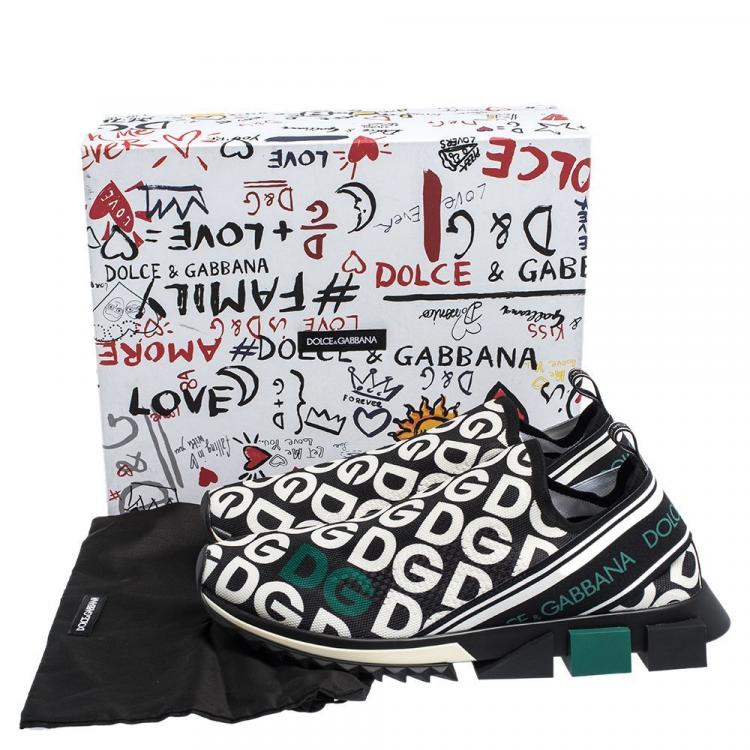 Pre Owned Dolce & Gabbana Multicolor DG Mania Print Stretch Knit Slip On Sneakers Size 46