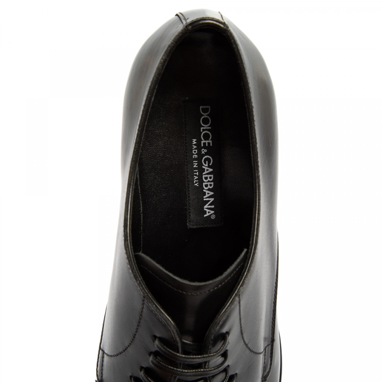 Pre Owned Dolce & Gabbana Black Leather Lace Up Derby Size 42
