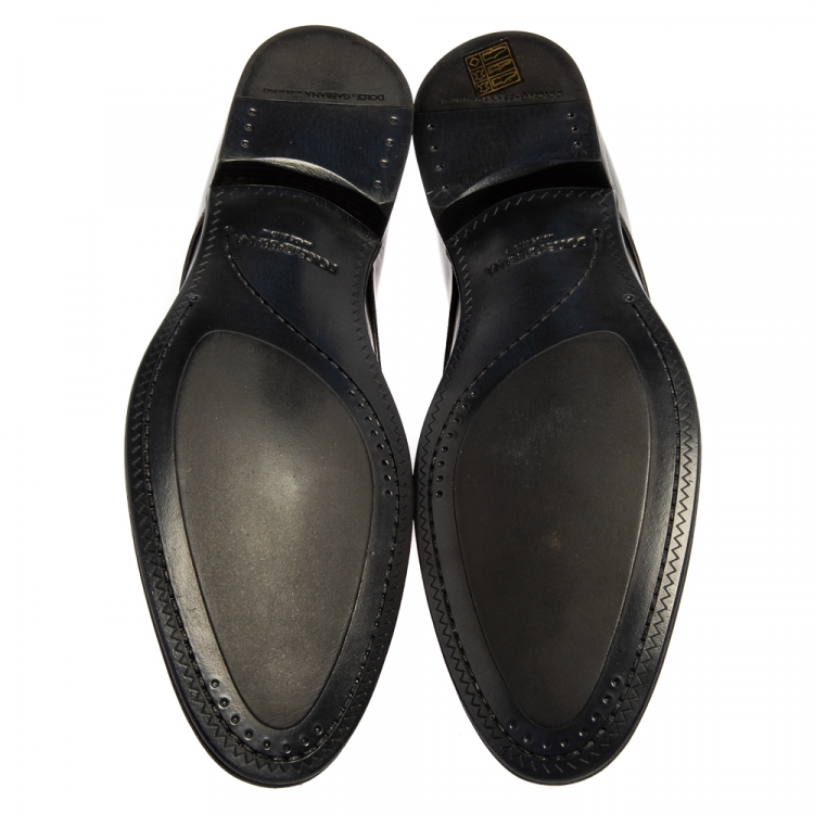Pre Owned Dolce & Gabbana Black Leather Lace Up Derby Size 42