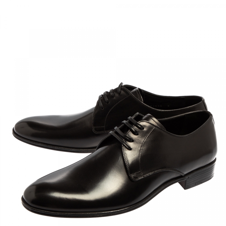 Pre Owned Dolce & Gabbana Black Leather Lace Up Derby Size 42