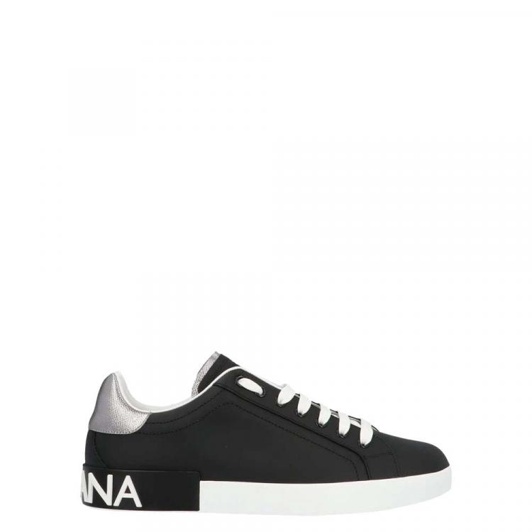 Pre Owned Dolce & Gabbana White/Black Portofino Sneakers Size EU 43.5
