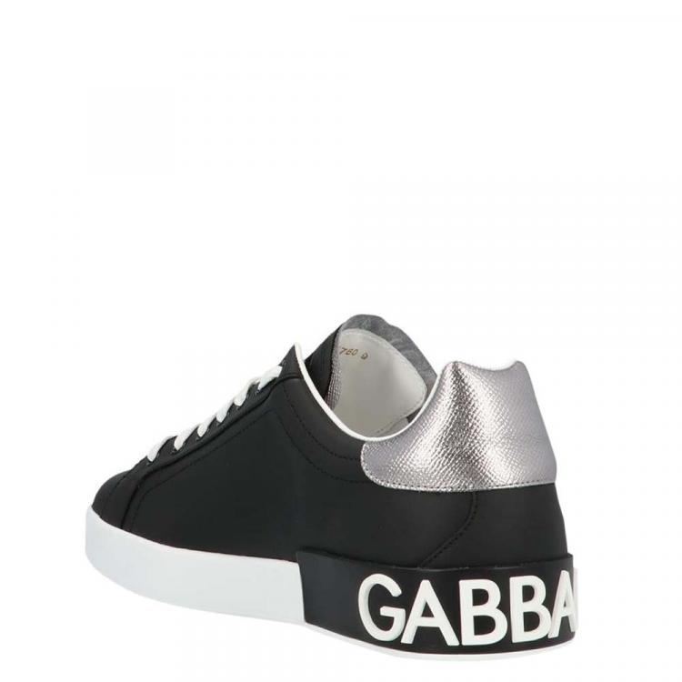 Pre Owned Dolce & Gabbana White/Black Portofino Sneakers Size EU 43.5