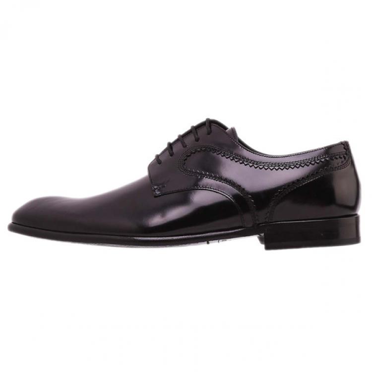 Pre Owned Dolce and Gabbana Black Patent Leather Oxfords Size 42