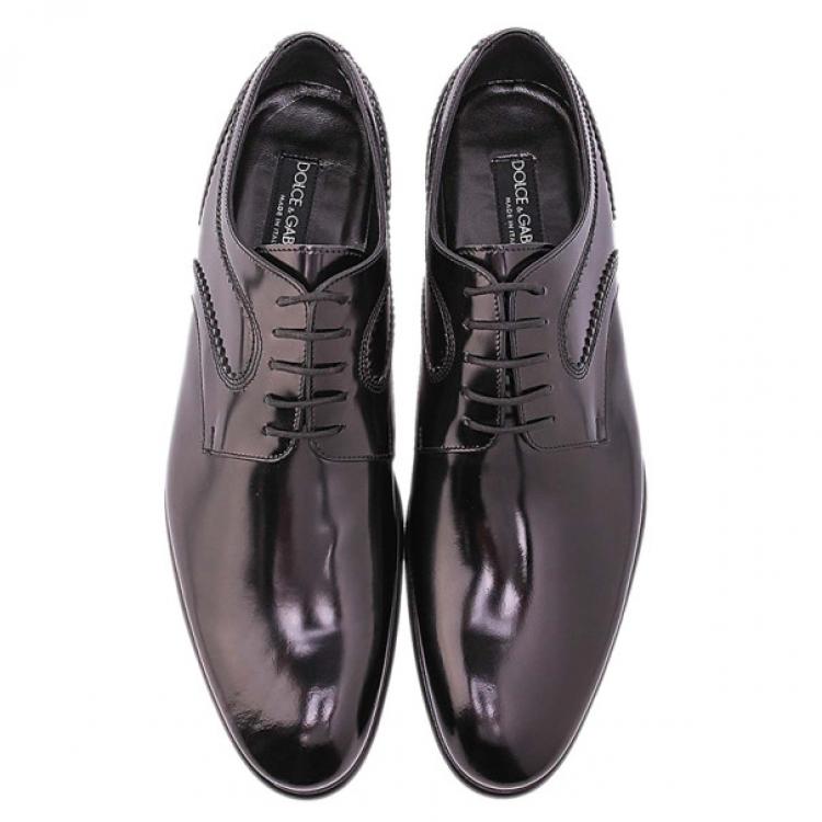 Pre Owned Dolce and Gabbana Black Patent Leather Oxfords Size 42