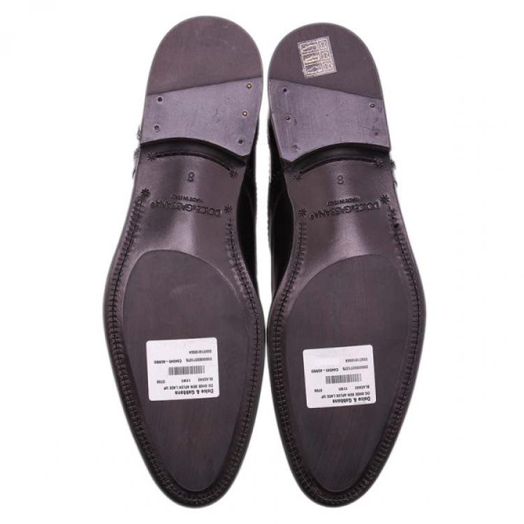 Pre Owned Dolce and Gabbana Black Patent Leather Oxfords Size 42