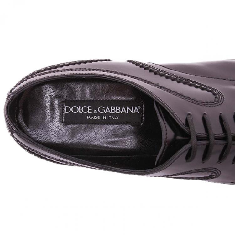 Pre Owned Dolce and Gabbana Black Patent Leather Oxfords Size 42