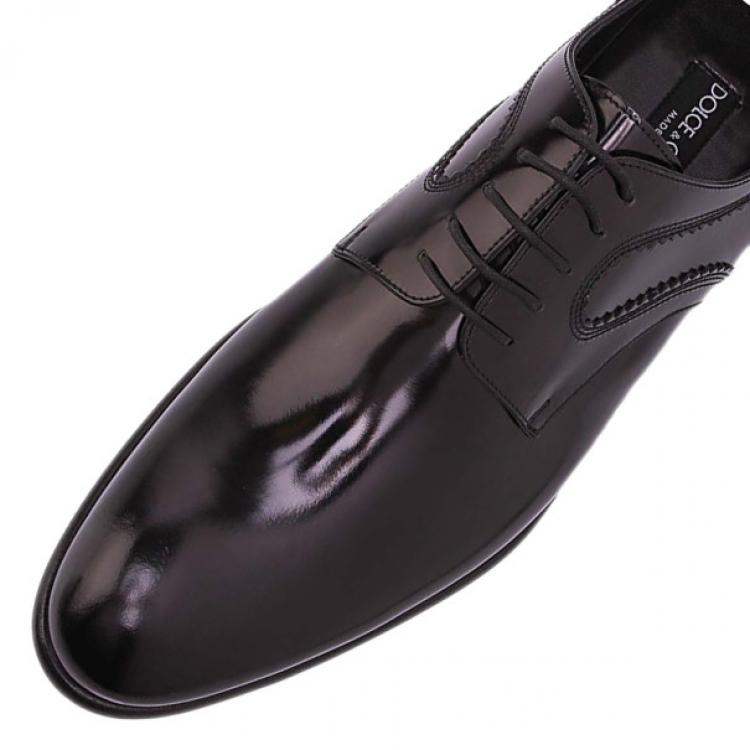 Pre Owned Dolce and Gabbana Black Patent Leather Oxfords Size 42