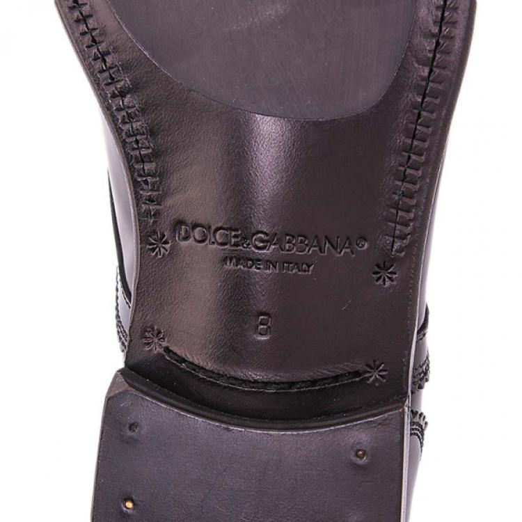 Pre Owned Dolce and Gabbana Black Patent Leather Oxfords Size 42