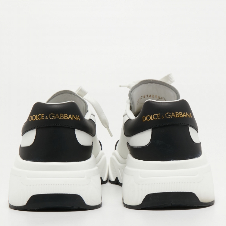 Pre Owned Dolce & Gabbana Black/White Leather Daymaster Sneakers Size 41.5
