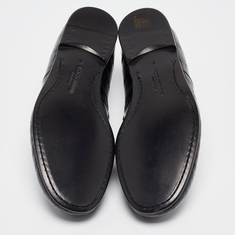 Pre Owned Dolce & Gabbana Black Crocodile Smoking Slippers Size 41
