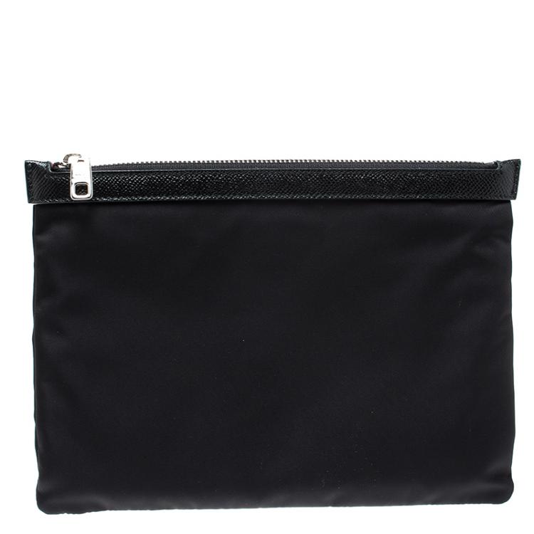 Pre Owned Dolce and Gabbana Black Nylon Radio Zip Pouch