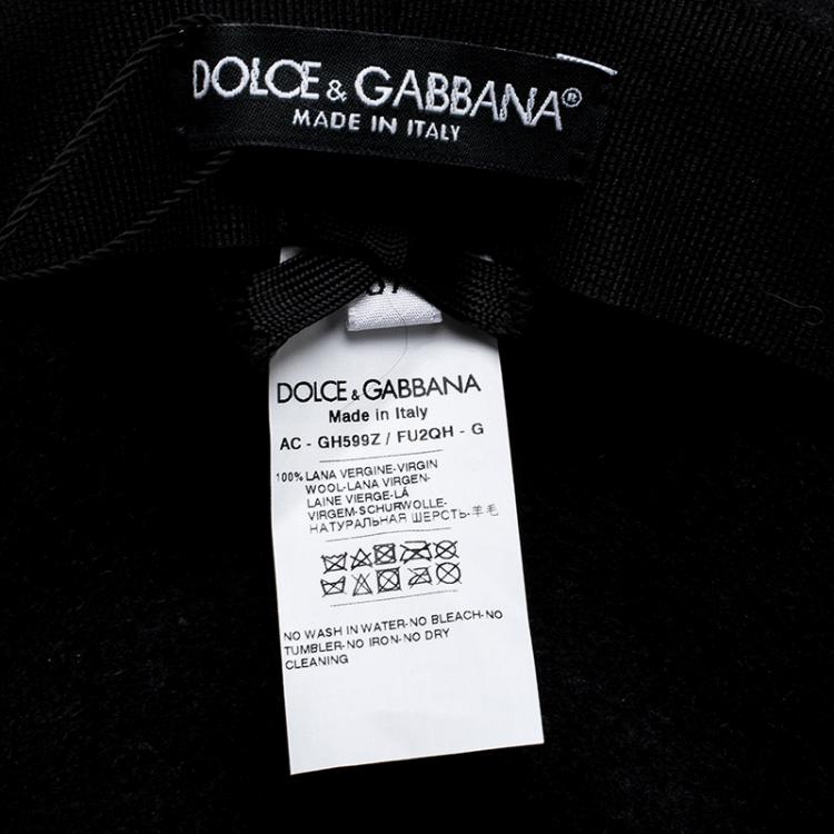 Pre Owned Dolce and Gabbana Grey Wool Crown Base Fedora Hat Size 57