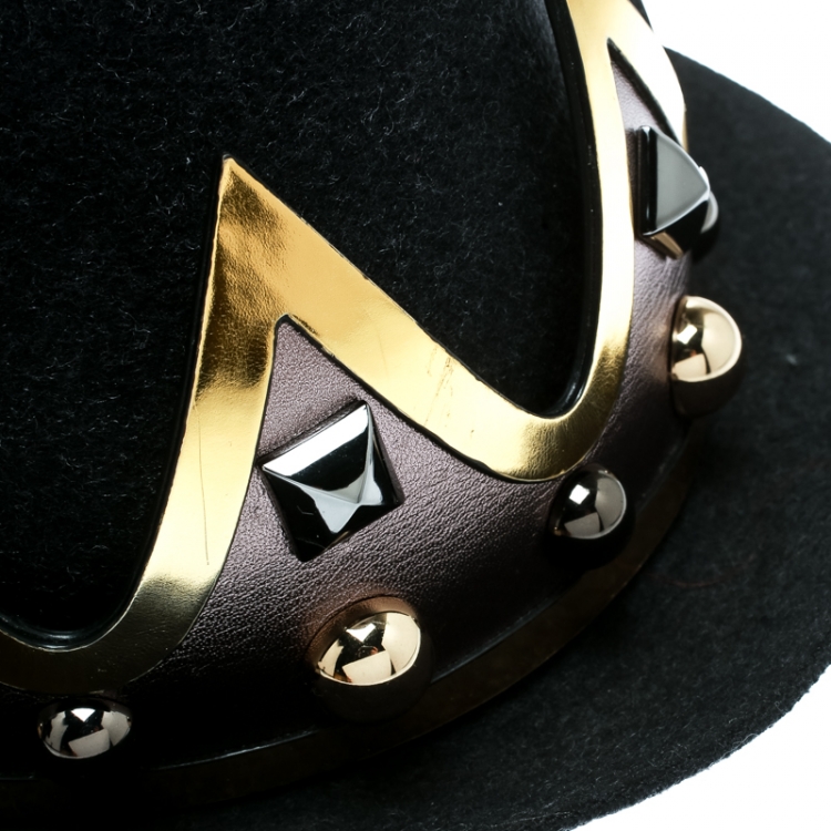 Pre Owned Dolce and Gabbana Grey Wool Crown Base Fedora Hat Size 59