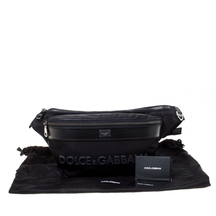 Pre Owned Dolce and Gabbana Black Nylon and Leather Belt Bag