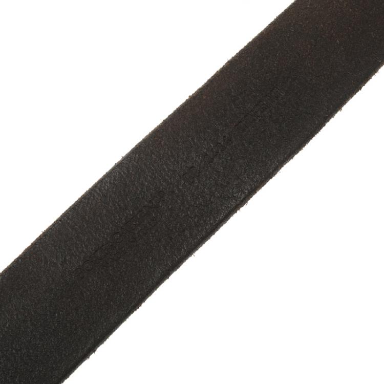 Pre Owned Dolce and Gabbana Dark Brown Leather Plaque Buckle Belt 90 CM