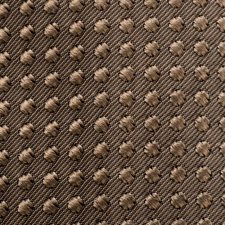 Pre Owned Dolce and Gabbana Brown Dot Embroidered Silk and Cotton Blend Tie