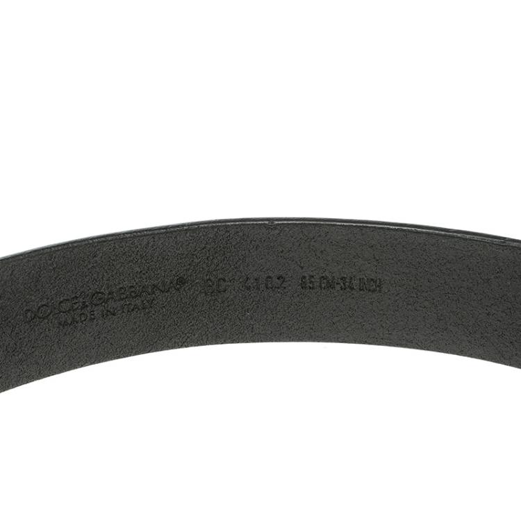 Pre Owned Dolce and Gabbana Black Leather Crown Buckle Belt 85 CM