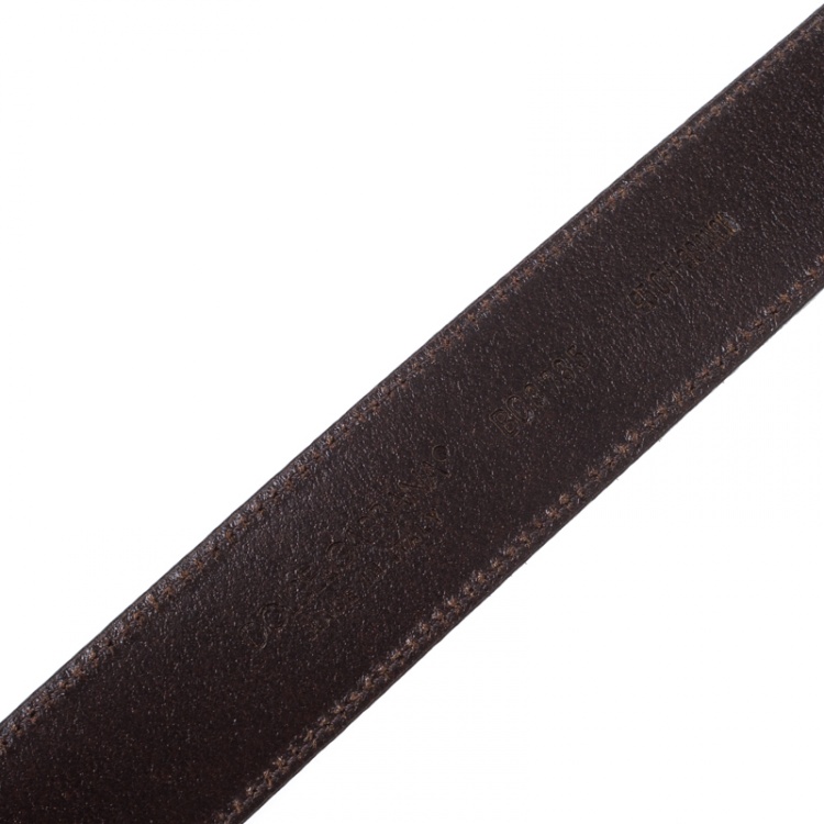 Pre Owned Dolce and Gabbana Brown Leather D&G Buckle Belt 95cm 