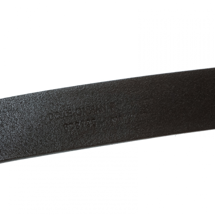 Pre Owned Dolce and Gabbana Brown Leather D&G Buckle Belt 110 CM