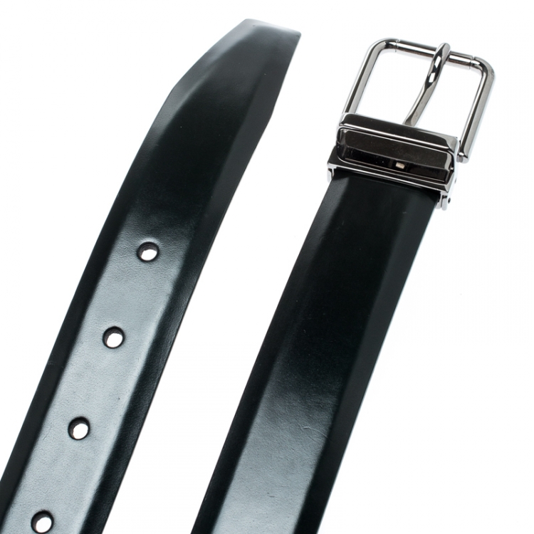 Pre Owned Dolce and Gabbana Black Leather Belt 115CM