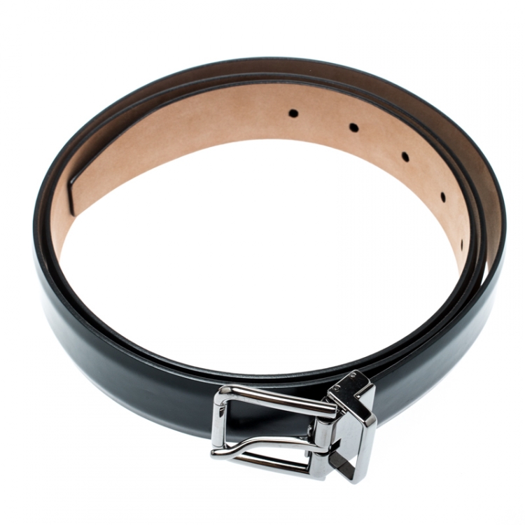 Pre Owned Dolce and Gabbana Black Leather Belt 115CM