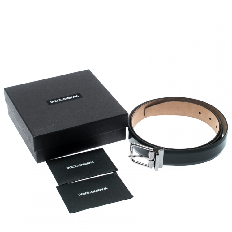 Pre Owned Dolce and Gabbana Black Leather Belt 115CM