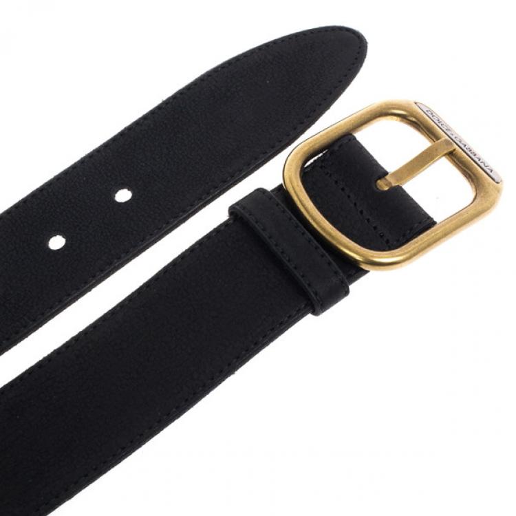 Pre Owned Dolce and Gabbana Black Leather Belt 110 CM