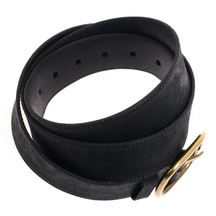 Pre Owned Dolce and Gabbana Black Leather Belt 110 CM