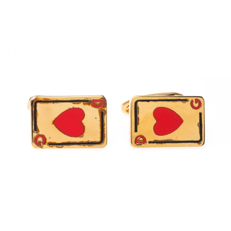 Dolce and Gabbana Hearts Card Motif Gold Tone Cufflinks Dolce & Gabbana ...