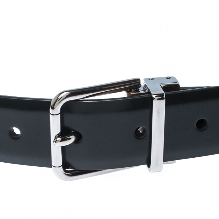 Pre Owned Dolce & Gabbana Dark Green Leather Buckle Belt 115CM