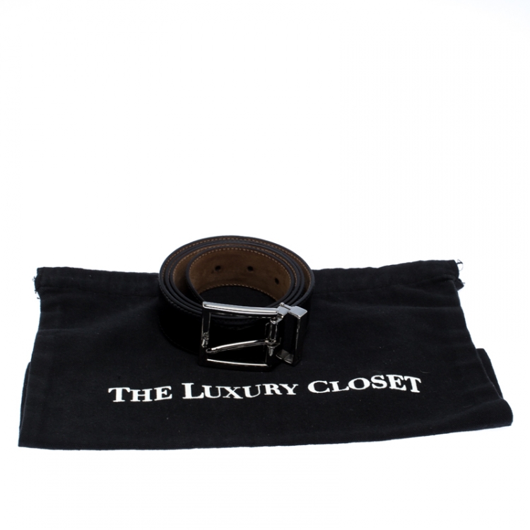 Pre Owned Dolce & Gabbana Black Leather Buckle Belt 100CM