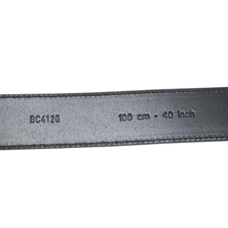 Pre Owned Dolce and Gabbana Black Leather Logo Buckle Belt Size 100CM