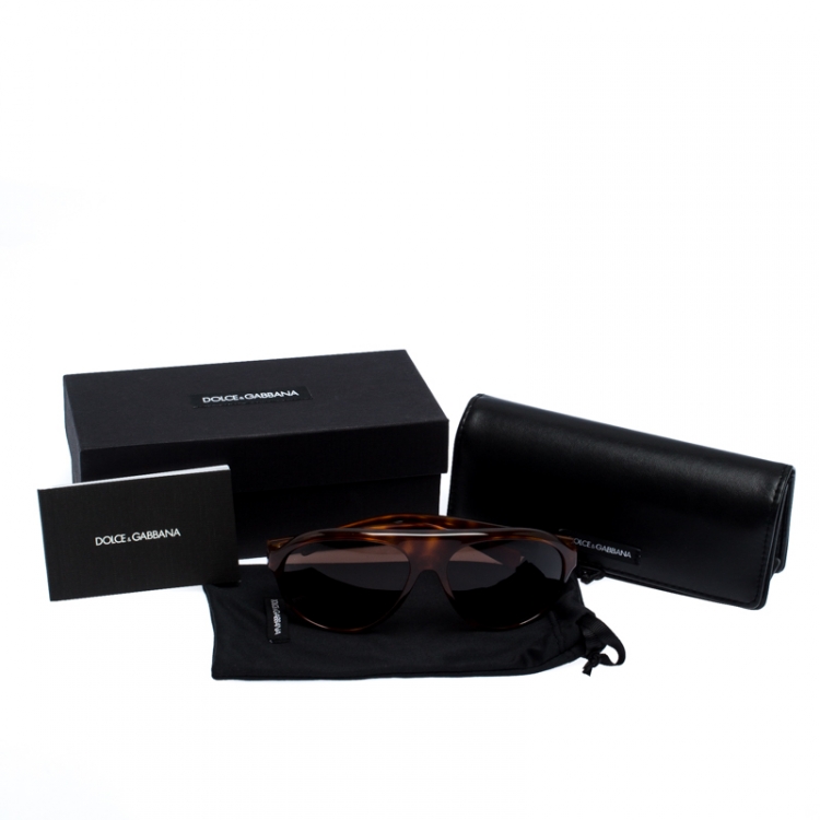 مملوكة مسبقًا Dolce & Gabbana Honey Brown/Brown DG 6080 Aviator Sunglasses
