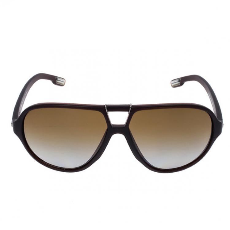 Pre Owned Dolce and Gabbana Brown Acetate Aviator Sunglasses