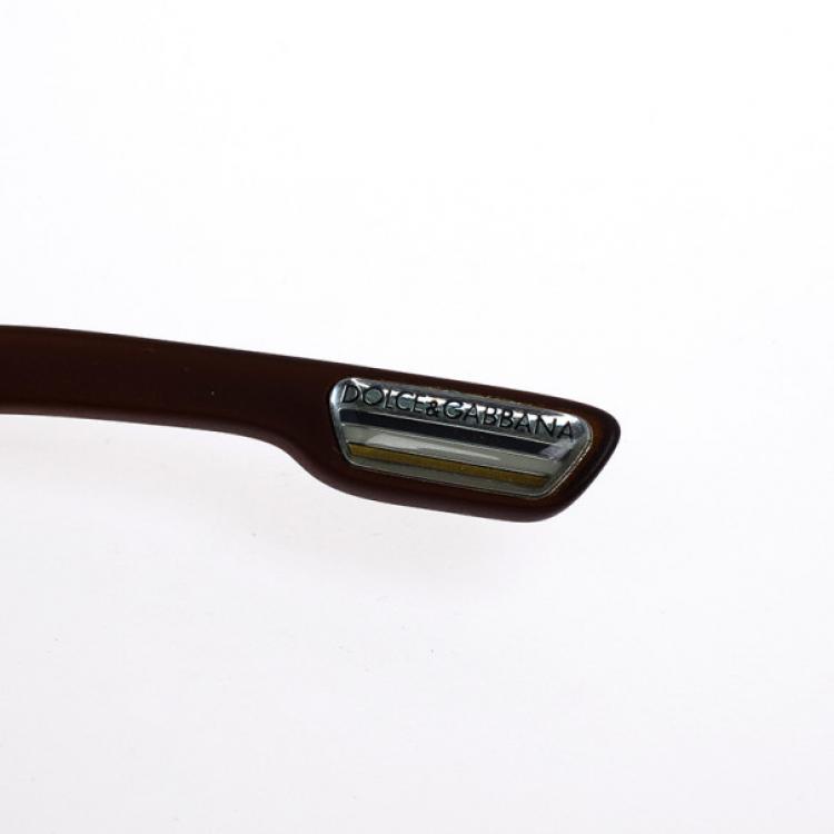 Pre Owned Dolce and Gabbana Brown Acetate Aviator Sunglasses