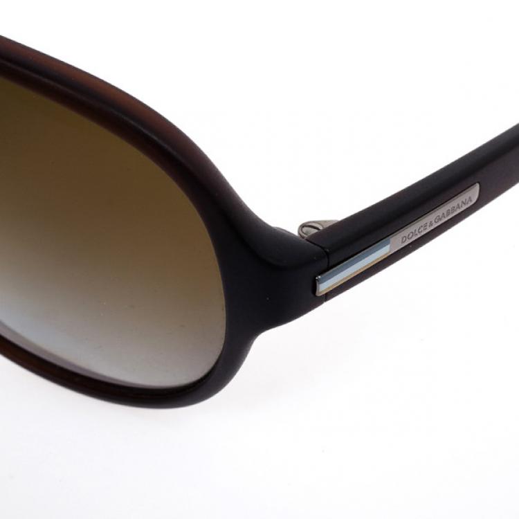 Pre Owned Dolce and Gabbana Brown Acetate Aviator Sunglasses