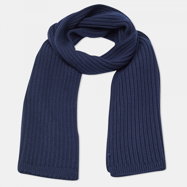 Pre Owned Dolce & Gabbana Navy Blue Rib Knit Muffler 