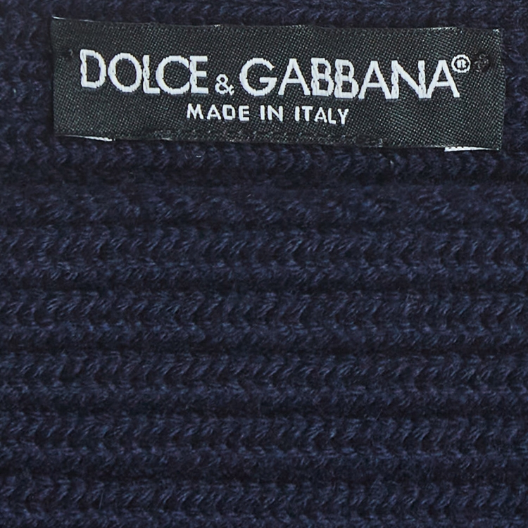 Pre Owned Dolce & Gabbana Navy Blue Rib Knit Muffler 