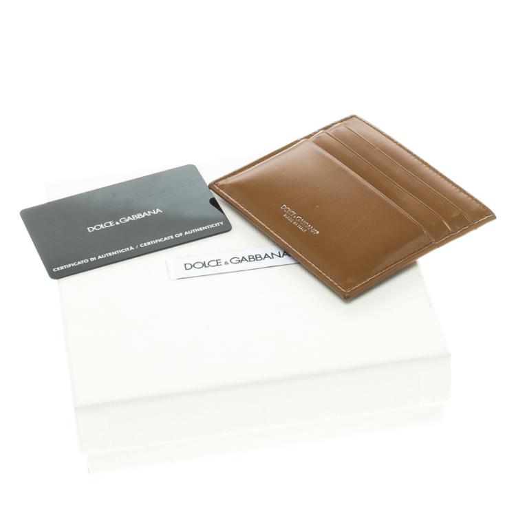 Pre Owned Dolce and Gabbana Brown Leather Card Holder
