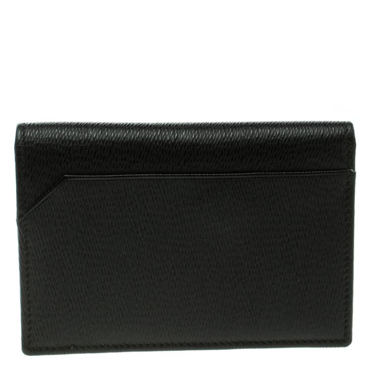 Pre Owned Dolce and Gabbana Black Leather Bifold Card Holder