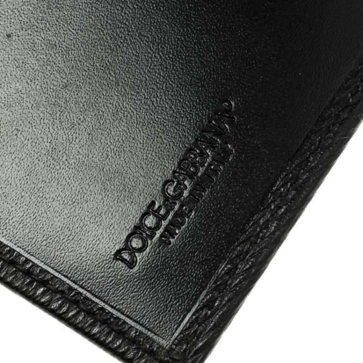 Pre Owned Dolce and Gabbana Black Leather Bifold Card Holder