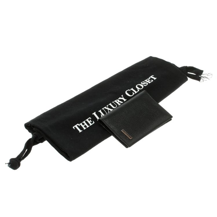 Pre Owned Dolce and Gabbana Black Leather Bifold Card Holder